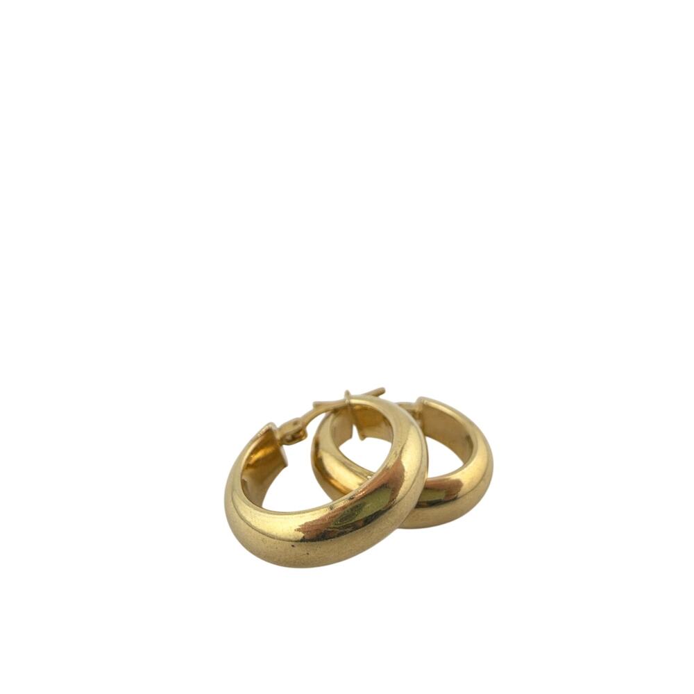 Vintage Italian Thick Polished Gold Small Hoop Earrings